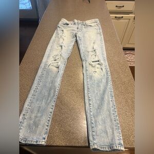 American Eagle Outfitters Light Blue Ripped Skinny Jeans